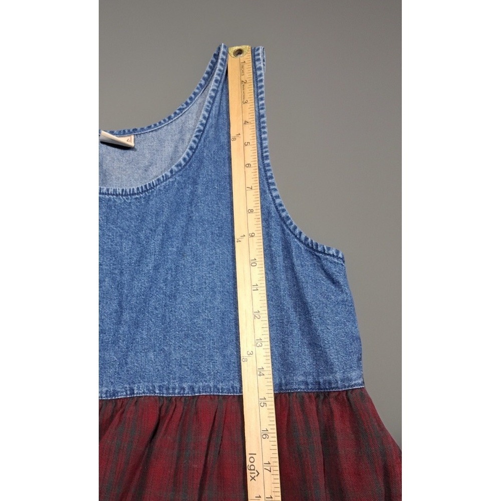 Vintage Woolrich Overall Dress Red Plaid Flannel Pinafore Jumper Country Medium - Picture 9 of 16